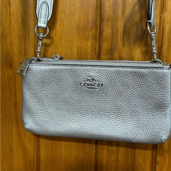 Coach Metallic Silver Crossbody Bag - Picture 3 of 5
